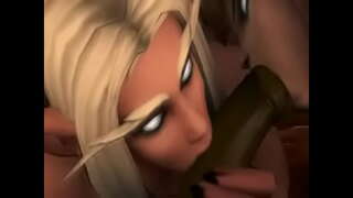 Noć Vilenjak Žena i Draenei Žena sisaj napraviti Orka.